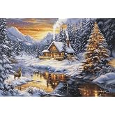 Mountain Winter Evening Cross Stitch Kit - Luca-S GOLD