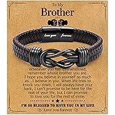 WIKHIA Gifts for Dad Son Grandson Boyfriend Husband, Cool Infinity Leather Bracelet for Him Birthday Christmas Anniversary Valentine's Day Present Ideas for Men