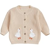 Toddler Infant Baby Boy Girl Goose Embroidery Sweater Outfit Long Sleeve Button Up Cardigan Fall Winter Clothes