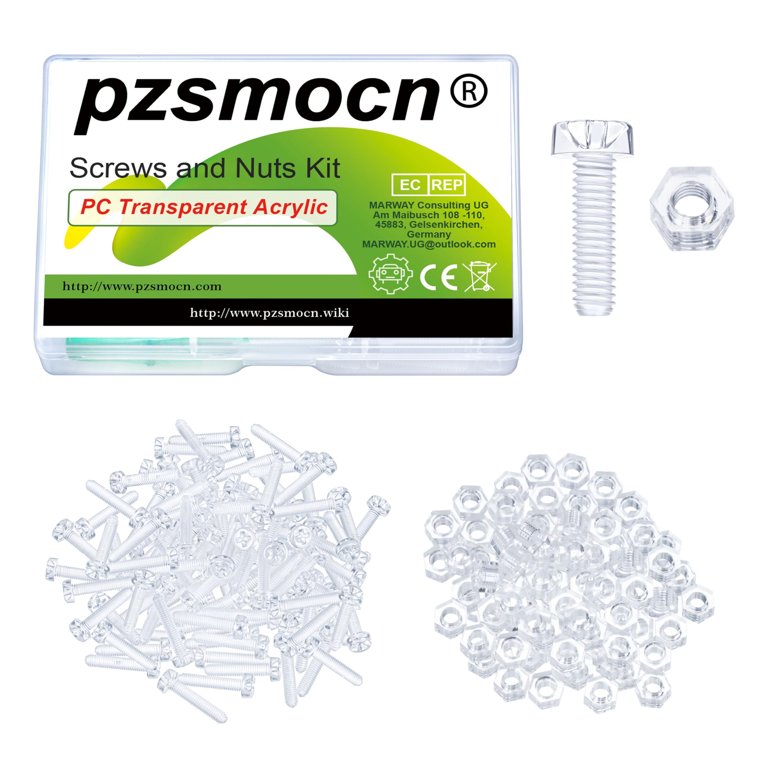 Pzsmocn 200 Pieces/100 Sets M4*16 mm PC Transparent