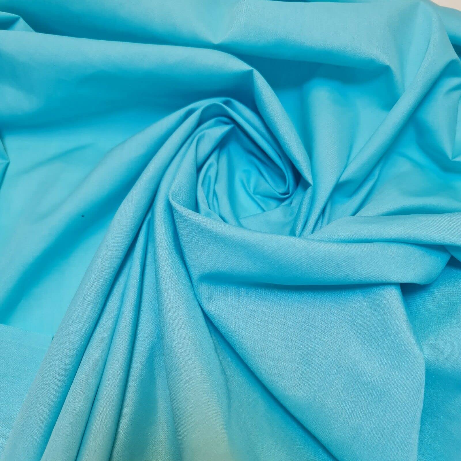 Plain/Solid Dyed Polycotton Dress Craft Fabric Material 45" - 112 cm Wide Sold As 1 Meter Pre - Cut Lengths (Available in 42 Colours)… (Turquoise, 5 Meter)