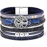 Long tiantian Leather Bracelets for Women Men Heart Wrap Bracelets Western Jewelry Cowgirl Outfits Birthday Valentines Day Gifts for Her