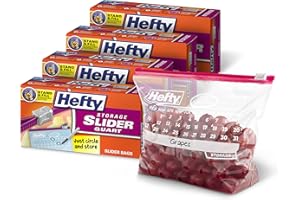 Hefty Slider Calendar Storage Bags, Quart Size, 40 Count (Pack of 4), 160 Total