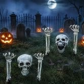 2-3 Pack Realistic Halloween Skeleton Stakes Decorations Outdoor for Yard | Groundbreaker Skeleton Skull with Arms for Lawn Graveyard,Cemetery,Garden, Scary Spooky Decor Supplies, Haunted House Props