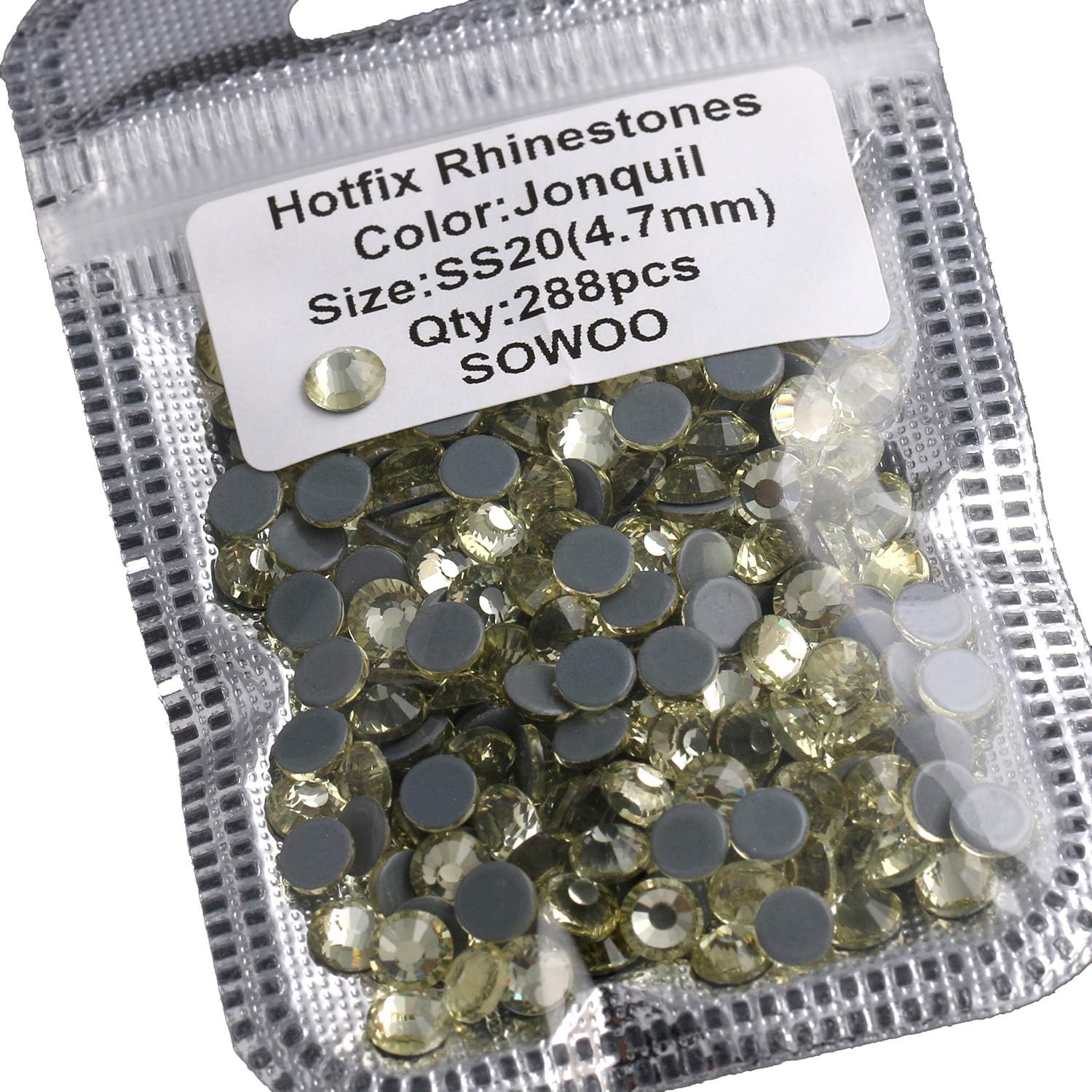 Hotfix Rhinestones Round Shape Flatback Crystal Glass Loose Beads were Fantastic to Decorate Wedding Dresses Shoes Article Containers and Nails|288PCS 16 Facets SS20 Precision Cut Jonquil|SOWOO