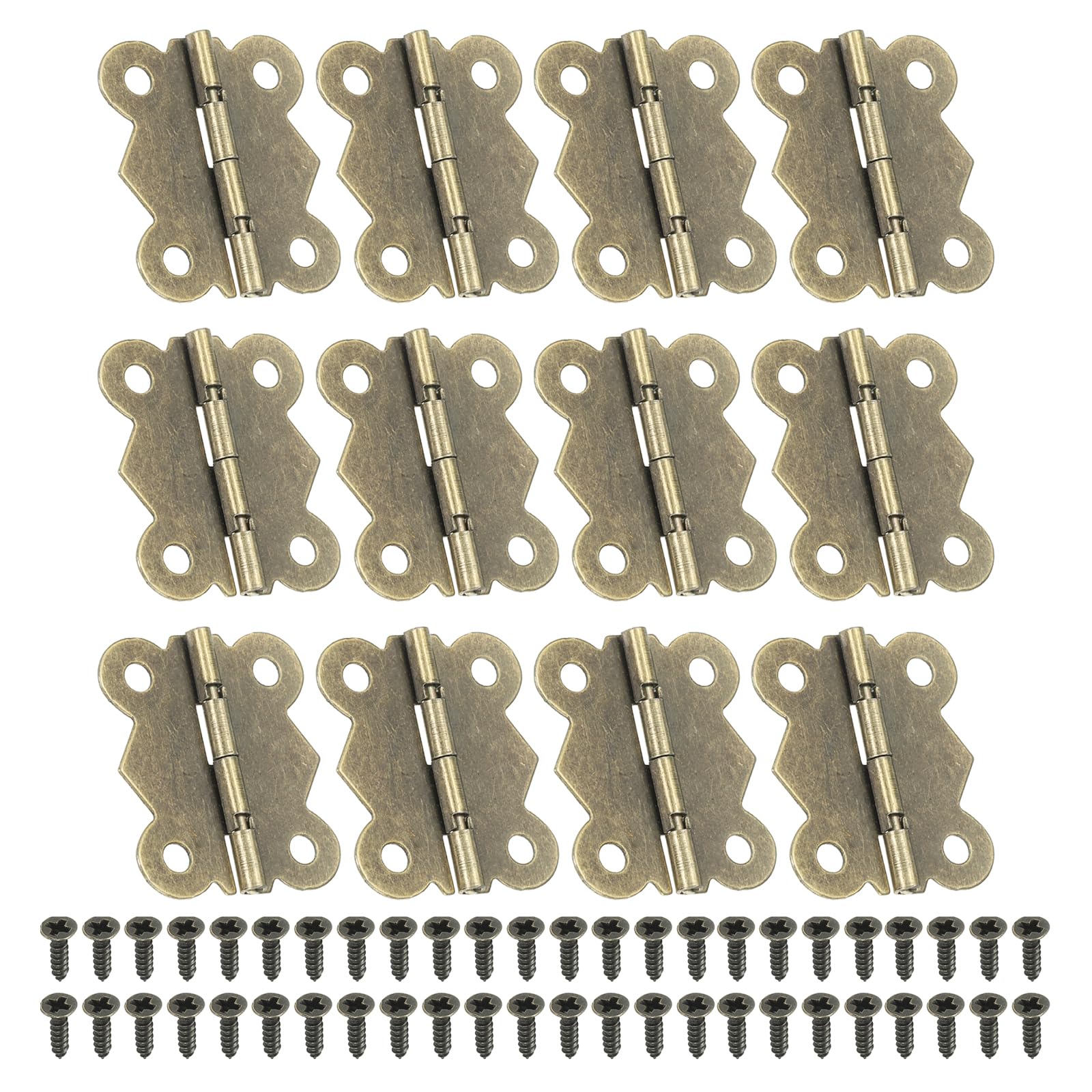 PATIKIL Small Brown Metal Jewelry Box Hinges, 12 Pack, 90-Degree, Modern Style, Plated Finish