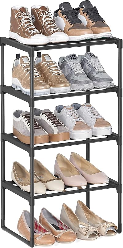 SONGMICS 4-Tier Shoe Rack Storage Organiser Metal Upright or Inverted