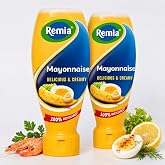 Remia Real Mayonnaise Extra Creamy 2-Pack Squeeze Bottles, Authentic Dutch Mayo Since 1925, Rich European-Style Mayo for Sandwiches and Condiments, Made with Rapeseed Oil and Real Barn Egg Yolk, Gluten-Free, Imported from the Netherlands (2 x 16.9 fl oz, 33.8 fl oz total)