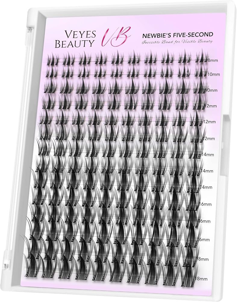 VEYESBEAUTY Manga Lash Clusters Eyelash Extensions Thin & Invisible Band | DIY Individual False Eyelashes Newbie's Five-Secon