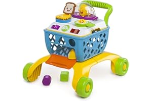 Bright Starts Giggling Gourmet 4-in-1 Shop ‘n Cook Walker Shopping Cart Push Toy, Ages 6 Months +
