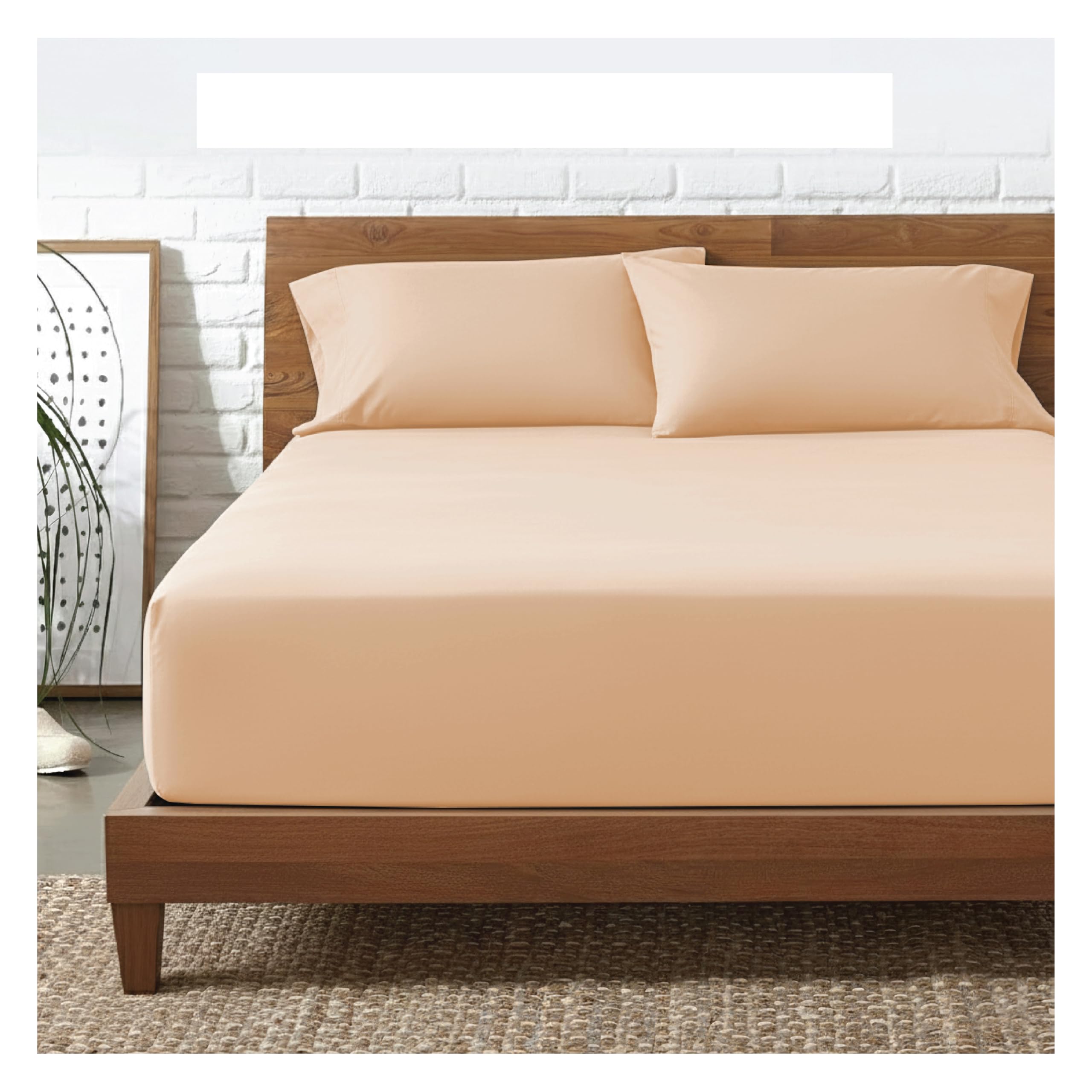 Funky Gadgets Super King Fitted Sheet, Beige - 100% Egyptian Cotton Deep Pocket 12 Inch (30cm) Bed Sheets, 300 Thread Count Cotton Bedding Fitted Sheets Super King, Breathable Bedsheet (180 X 200).