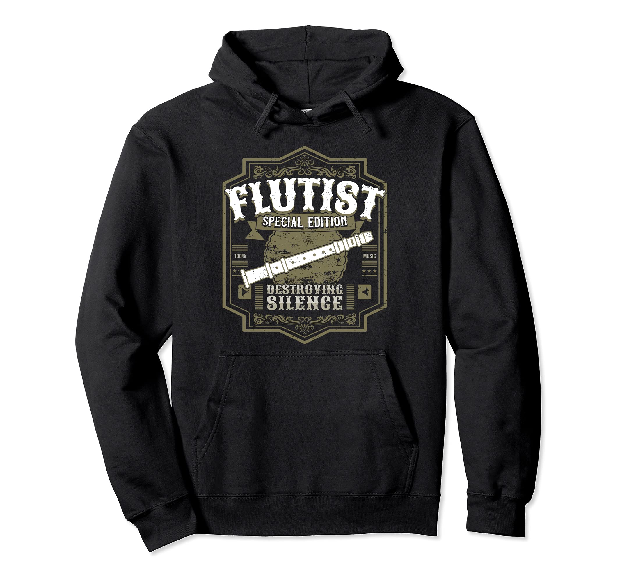 Cool Flute Player Vintage Design Flutist Pullover Hoodie
