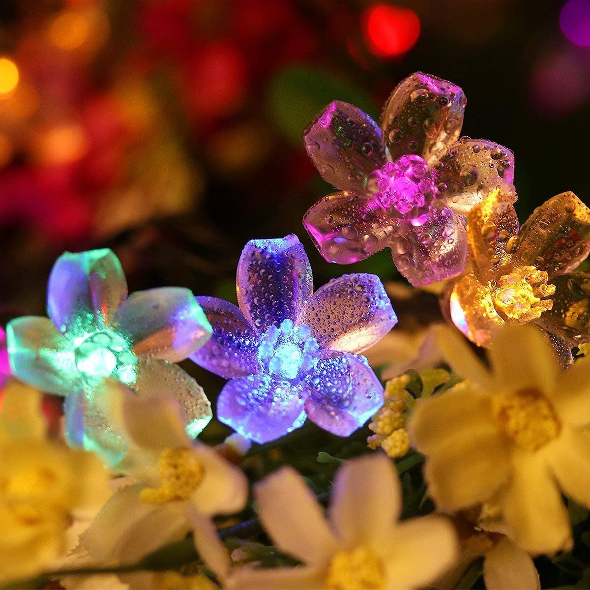 ECOWHO Solar String Lights 50 LED Waterproof Fairy Lights Starry Blossom Flower Lights for Indoor and Outdoor, Patio, Garden, Party, Christmas (Multicolor)