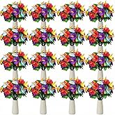 Hotop 16 Pack Hawaiian Flower Centerpieces for Tables Faux Flowers Bouquet Fake Hawaiian Accessories Artificial Tropical Luau Party Decorations Supplies for DIY Luau Jungle Beach