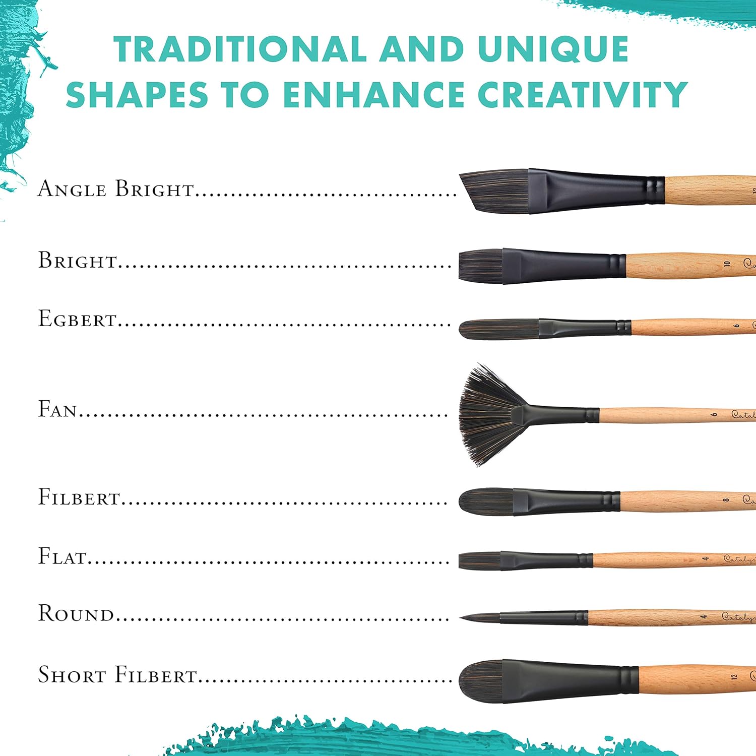 Princeton Catalyst, Series 6400, Long-Handle Synthetic Polytip Bristle Paint Brush, Short Filbert, 8