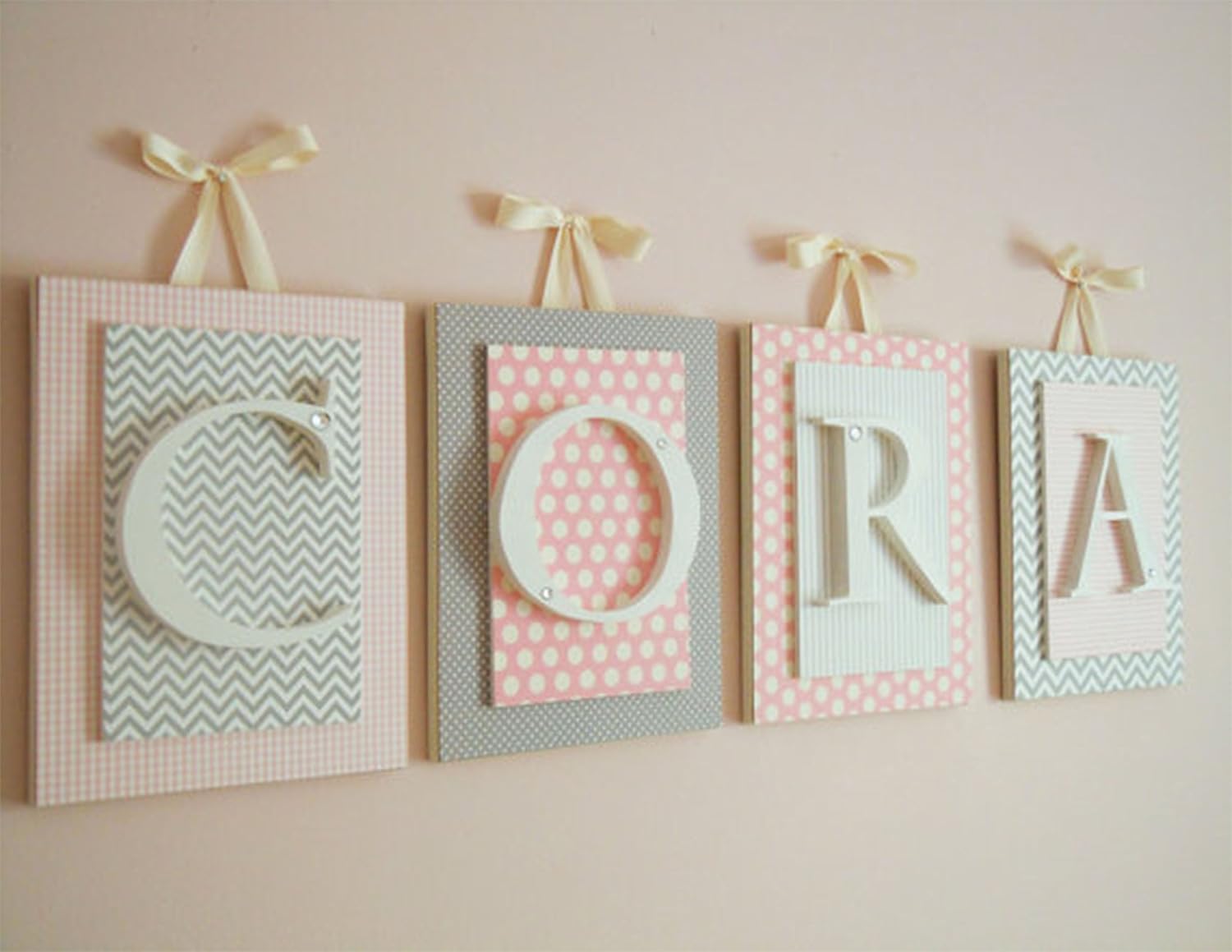 pink wooden letters for nursery