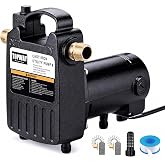 TOPWAY 1/2HP 1560GPH Portable Cast Iron High Pressure Utility Transfer Water Pump with Built-in On/Off Switch,Hose connectors &amp; Suction Strainer.