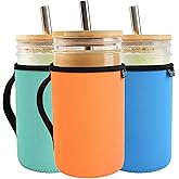 Beautyflier Tarros Mason de 24 onzas, funda de neopreno para vasos de bebida, boca regular, funda de neopreno para tarros Mas