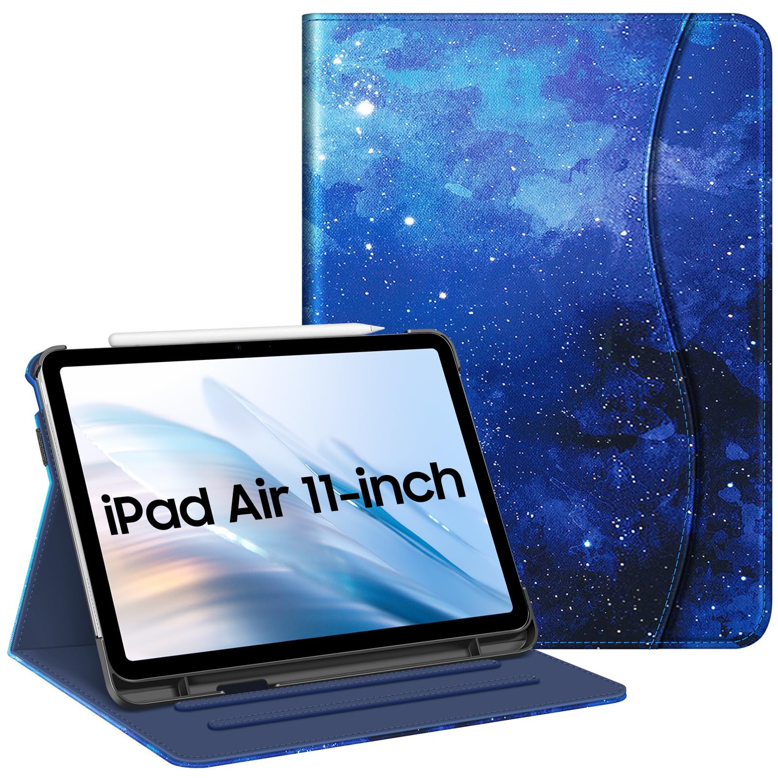 FINTIE Case for iPad Air 11 Inch M4 (2026)/M3 (2025)/M2 (2024), iPad Air 5th Generation (2022) 10.9 Inch - [Multi-Angle ] Folio Stand Protective Cover with Pencil Holder & Pocket, Starry Sky — image 1
