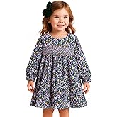 HILEELANG Toddler Girl Long Sleeve Dress Cotton Casual Jersey Shirt Playwear Applique Dress