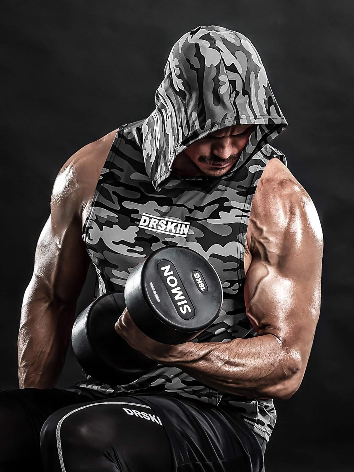 DRSKIN 1~2 Pack Men's Hooded Tank Tops Bodybuilding Muscle Cut Off T Shirt Sleeveless Gym Training Hoodies Workout Dry: Clothing