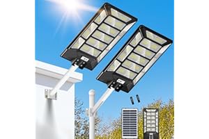 WYWNA Solar Street Lights Outdoor, 5300W Solar Lights Outdoor Waterproof LED Street Lights Solar Powered Dusk to Dawn Solar Parking Lot Light Motion Sensor for Yard/Garden/Outside（2Packs
