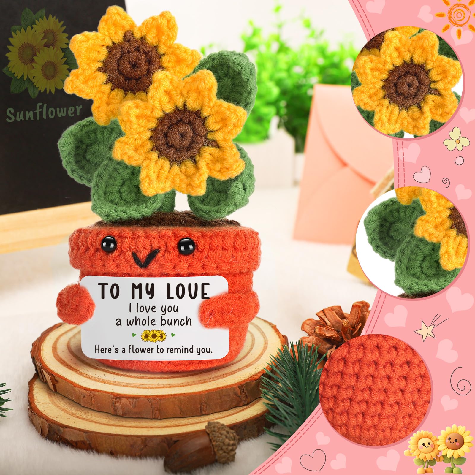 Anniversary I Love You Gifts for Women Men Her Him Boyfriend Girlfriend Wife Husband Couples Year Anniversary Wedding Birthday Gift, to My Love Romatic Funny Valentines Fathers Day Handmade Sunflower