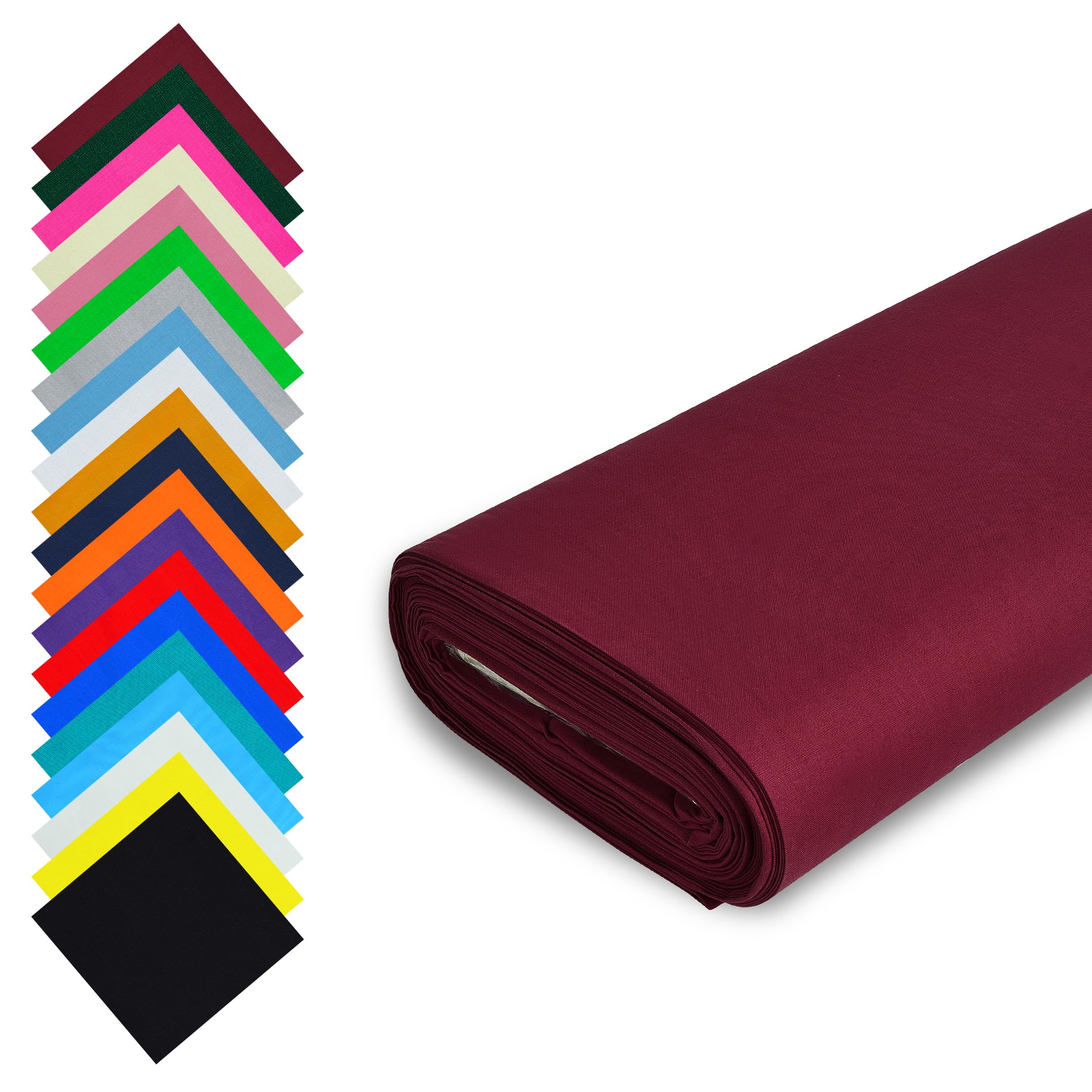 Fashion Track Burgundy Fabric Cotton by The Metre UK - 58 Inches / 147.5 cm Wide - 100% Cotton Fabric Plain - 60 Square - Available in 20 Colours and 5 Sizes (1 Metre, Burgundy)