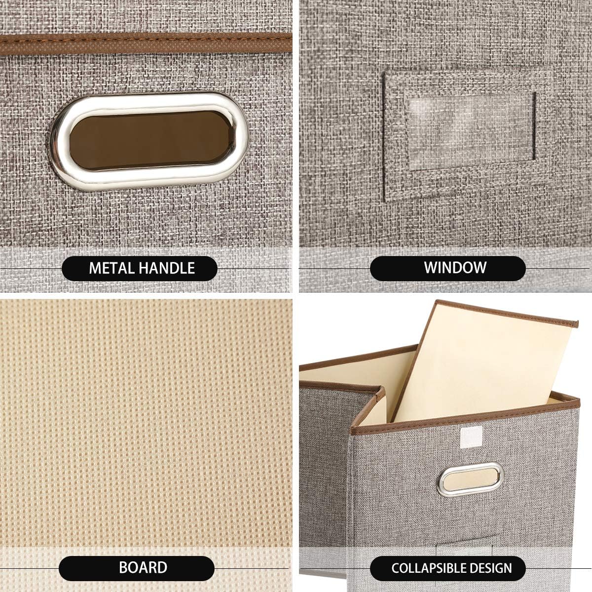 Collapsible File Box with Lid [4-Pack] Decorative Documents Storage Organizer with Linen Filing, Home Office Bin, Letter Size Legal Size(15x13x11) (Grey): Home Improvement
