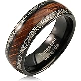 100S JEWELRY Tungsten Rings For Men Women Whiskey Barrel Wood Inlay Vintage Baroque Frame Leaf Black Wedding Engagement Promise Band Sizes 6-16