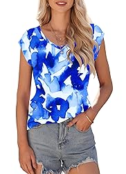 AUSELILY Womens Cap Sleeve T-Shirt Casual Loose Fit