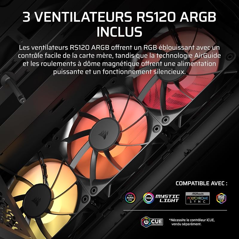 3200D RS ARGB Boîtier PC Moyen Tour – 3 Ventilateurs Inclus – Fumée