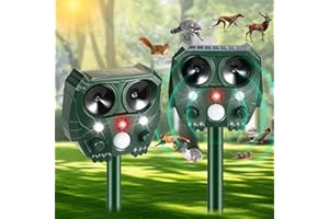 JAHY2TECH 2024 Upgraded Ultrasonic Animal Repellent,Cat Repellent Outdoor Deer Repellent Devices Solar Animal Repeller with Motion Sensor Strobe Light to Repeller Dog Rabbit Squirrel Coyote Raccoon Bird,2 Pack