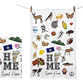 Ezen66Gifts Home Sweet Home Vermont Kitchen Towel - Housewarming and Homecoming Gifts - Vermont State Favorite Symbol Dish Towels Gifts for Women Friends for Birthdays Mother's Day and Holidays