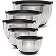 PriorityChef Premium Mixing Bowls With Lids, Inner Measurement Marks and Thicker Stainless Steel 5 Pc Bowl Set, Sizes 1.5/2/3