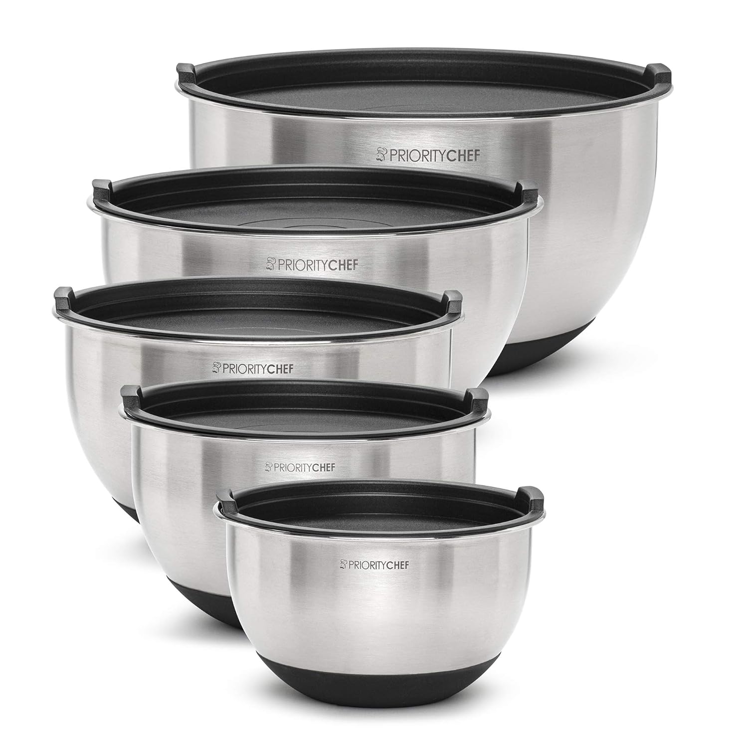 Buy PriorityChef 5 Piece Mixing Bowls With Lids, Large 5 Quart Capacity