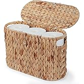 YANGQIHOME Toilet Paper Storage, Water Hyacinth Toilet Paper Storage with Lid, Papers Container for up to 6 Mega Rolls, Bathroom Basket Organizer