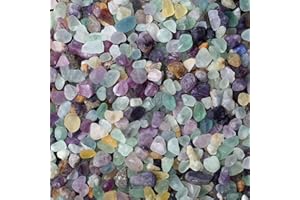 LAIDANLA 1lb Fluorite Crystal Aquarium Gravel Polished Tumbled Stones Irregular Shaped Crystal Chips Bulk Natural Gemstone Rocks Vase Filler Fish Tank Gravel Home Decoration (450 Gram)
