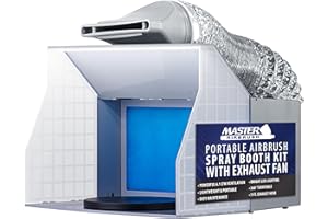 Master Airbrush Portable Airbrush Spray Booth Kit with Exhaust Fan, LED Light, Turntable & Extension Hose - Hobby Airbrush Booth for Painting Projects, Models, RC, Arts, Crafts, Cake, 16.5" x 15"x 13"