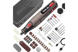 PHALANX Cordless Rotary Tool Kit, 4V 4000mAh Battery, 80 Accessories, 9 Speed Settings, 28000 RPM Max, Type-C Charging (PRT-Brown)