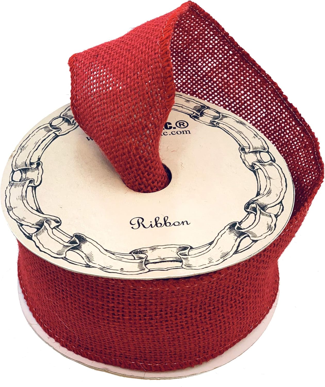 Bows & Ribbons - Rustic Red Burlap Wired Ribbon - 2 1/2