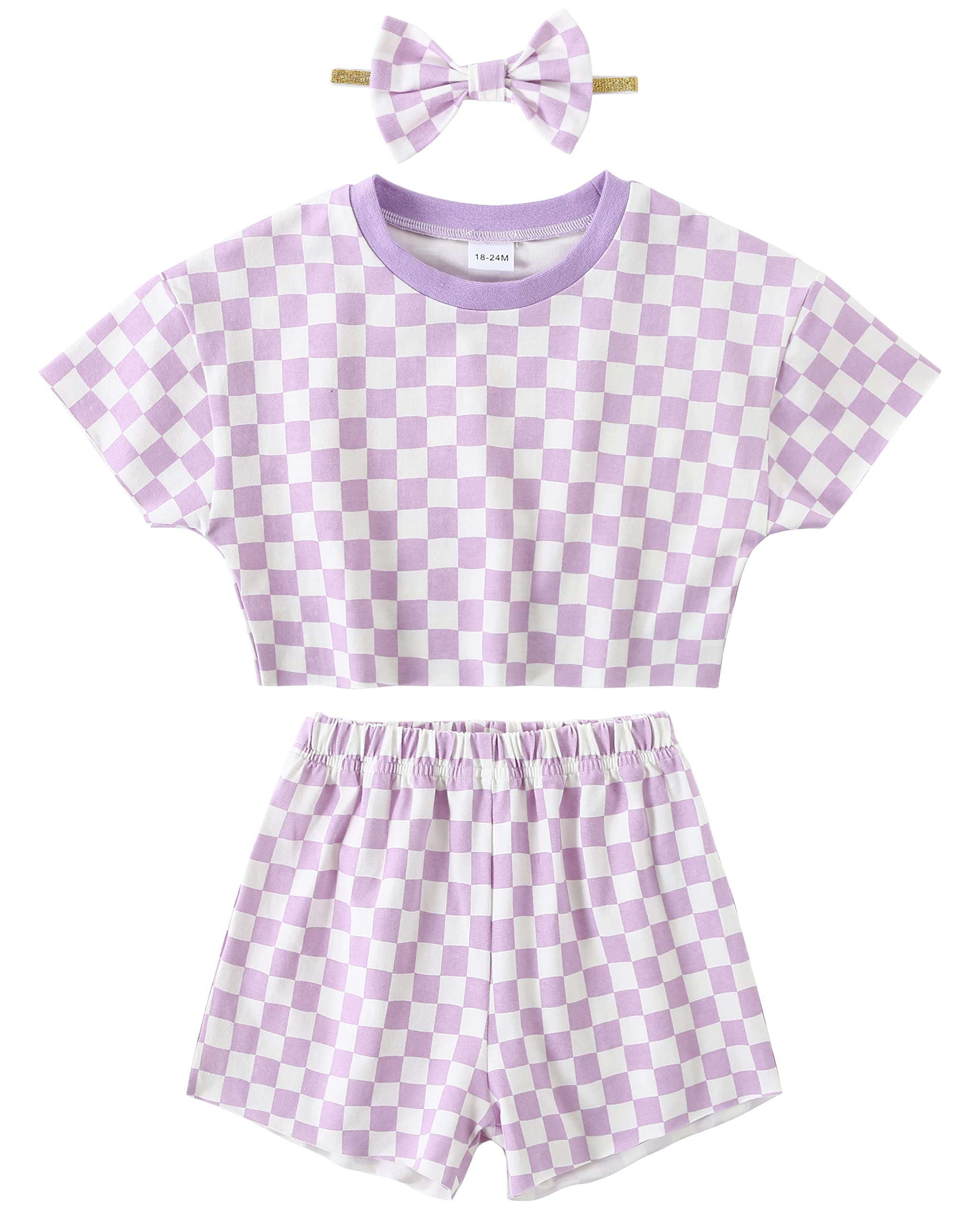 Photo 1 of WESIDOM Toddler Girl Clothes Baby Girls Outfits 6M-5T Summer Floral Print Shirt+Shorts+Headband 3pcs Baby Clothing