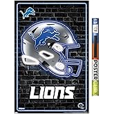 NFL Detroit Lions - Neon Helmet 23 Wall Poster, 34L" x 22.4W", Premium Poster & Clip Bundle