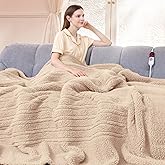 LUZARTA Heated Blanket Full Size 72"X84" Beige - Soft Double Sided Sherpa Electric Blanket Full Size with LED Display, 6 Heating Levels & 10 hrs Timer, Machine Washable & Fast Heating, Gift for Women