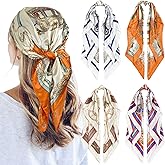 QBSM 4 Pcs 35'' Satin Head Scarf Silk Feeling Neck Scarves Hair Wrap for Sleeping Large Square Headscarf for Women
