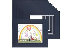 Space Art Deco, 10 Pack Picture Frame Mats, 11x14 Dignity Blue Mattes with Core Bevel Cut 7.5x9.5 Opening for 8x10 Pictures, 