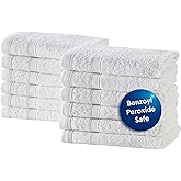 Clorox Bleach Friendly, Quick Dry, 100% Cotton Washcloths (12" x 12"), Highly Absorbent Soft Lightweight, Ideal for Everyday 