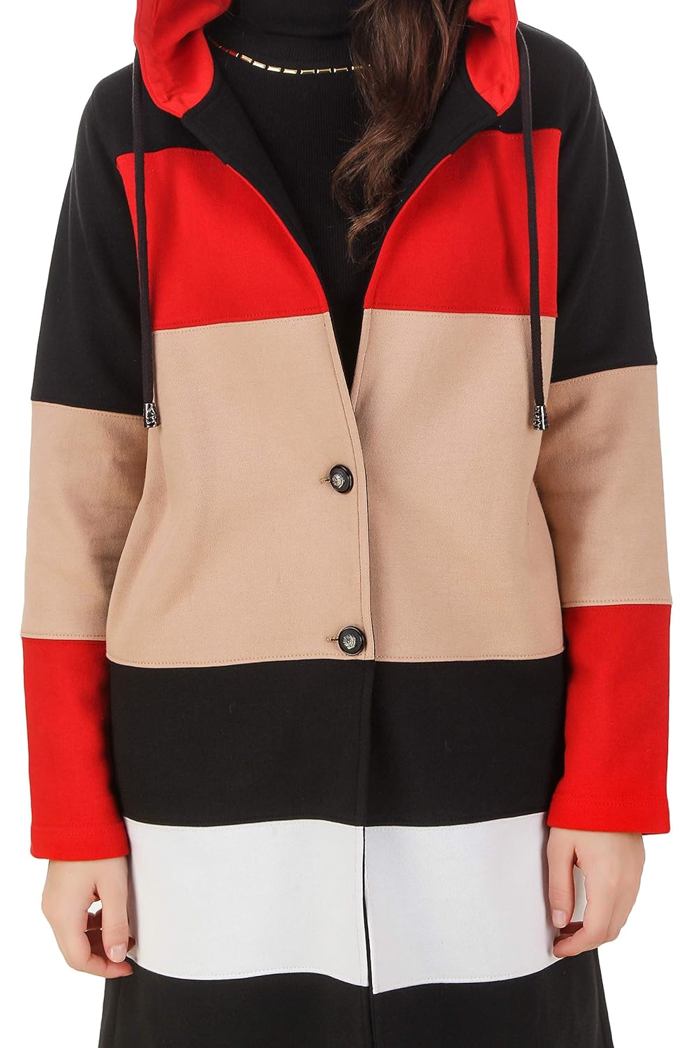 texco color block smart winter longline over coat