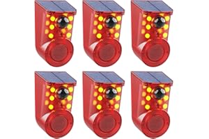 SENKEFEI SS Solar Motion Sensor Alarm Device - Waterproof, Multi-Mode, Wide-Angle Sensing, 110dB Alarm & Strobe Lights for Indoor & Outdoor Security 6Pack
