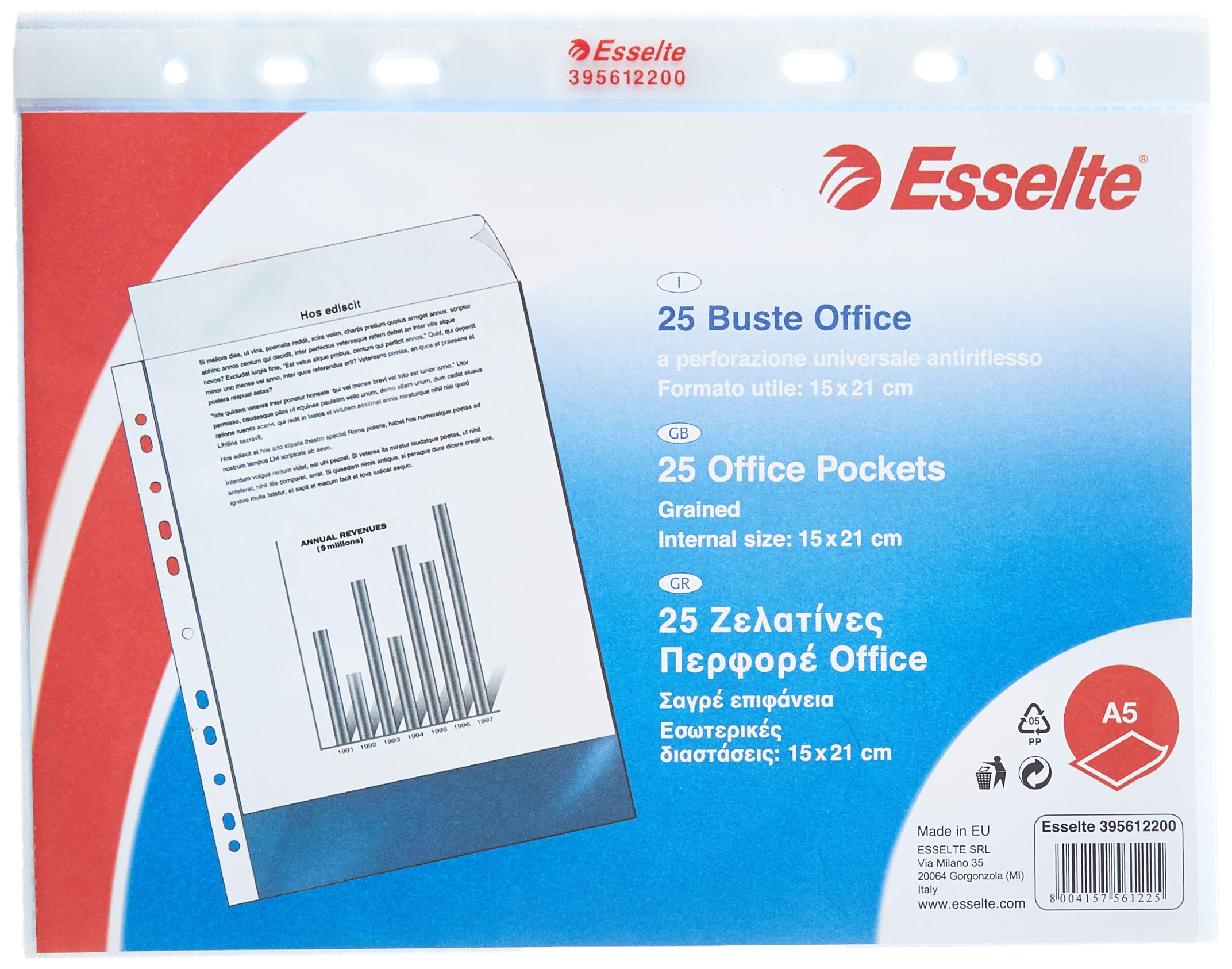 Esselte Display Pockets Clear Multi-Punched